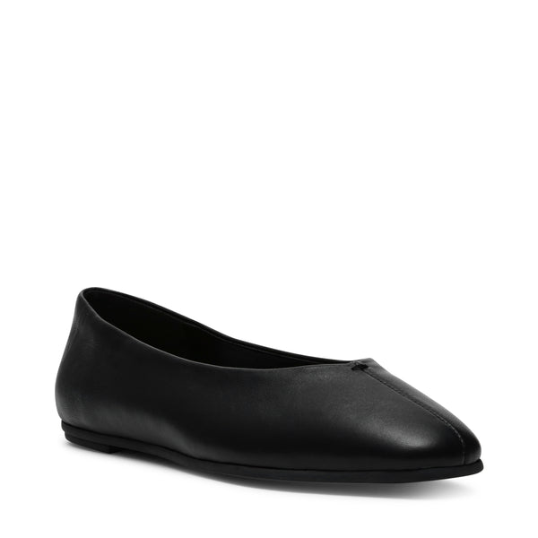 SLIQUE BLACK LEATHER FLATS