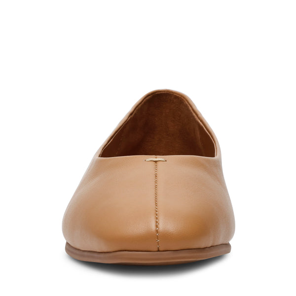 SLIQUE CAMEL LEATHER FLATS