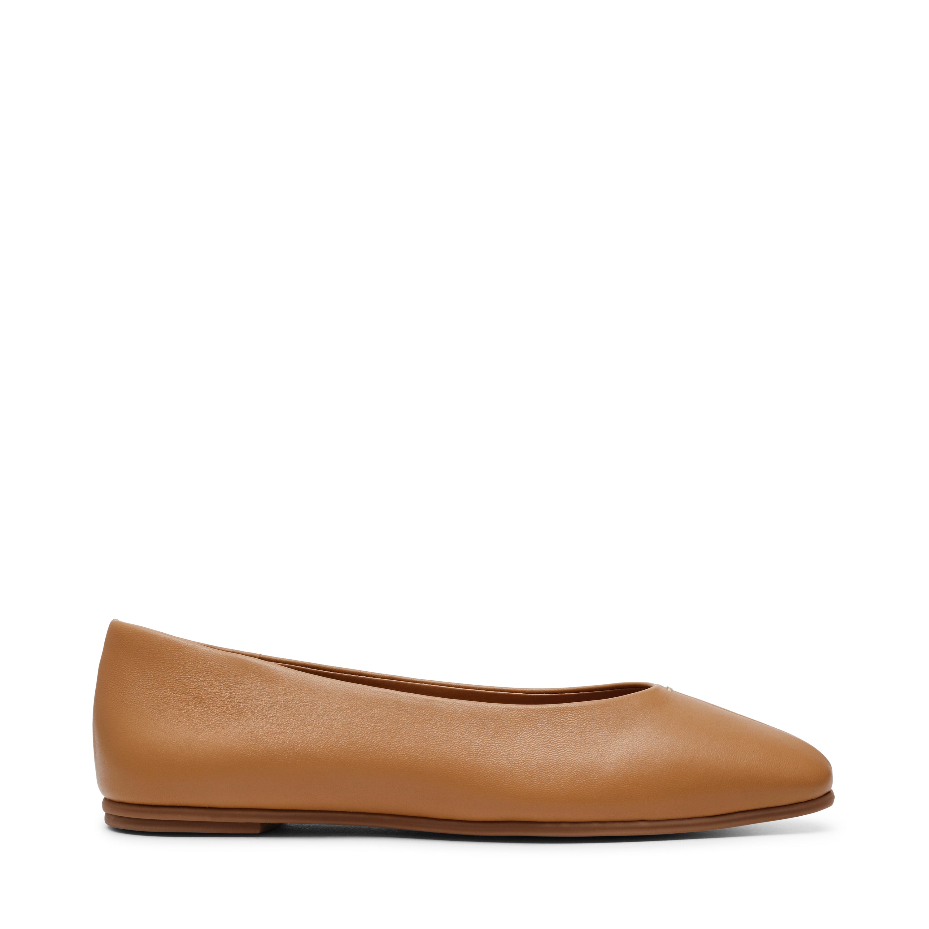 SLIQUE CAMEL LEATHER FLATS