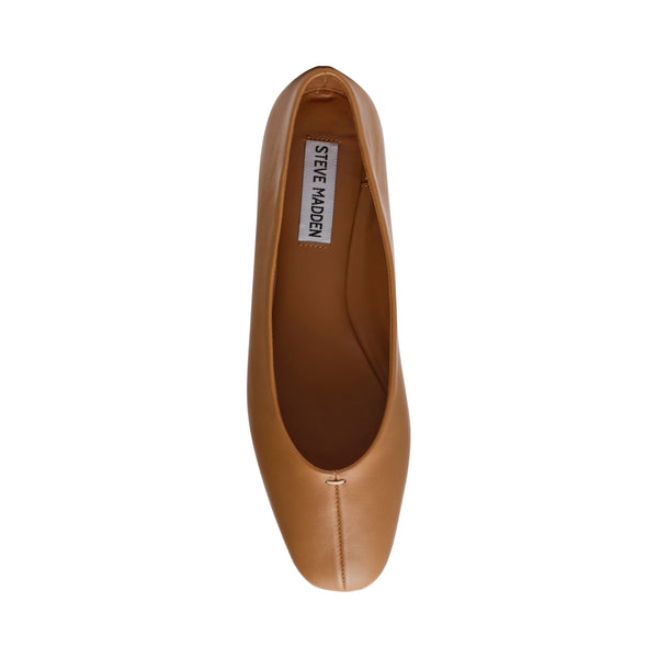 SLIQUE CAMEL LEATHER FLATS