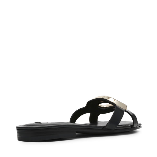 STALLION BLACK LEATHER SANDALS