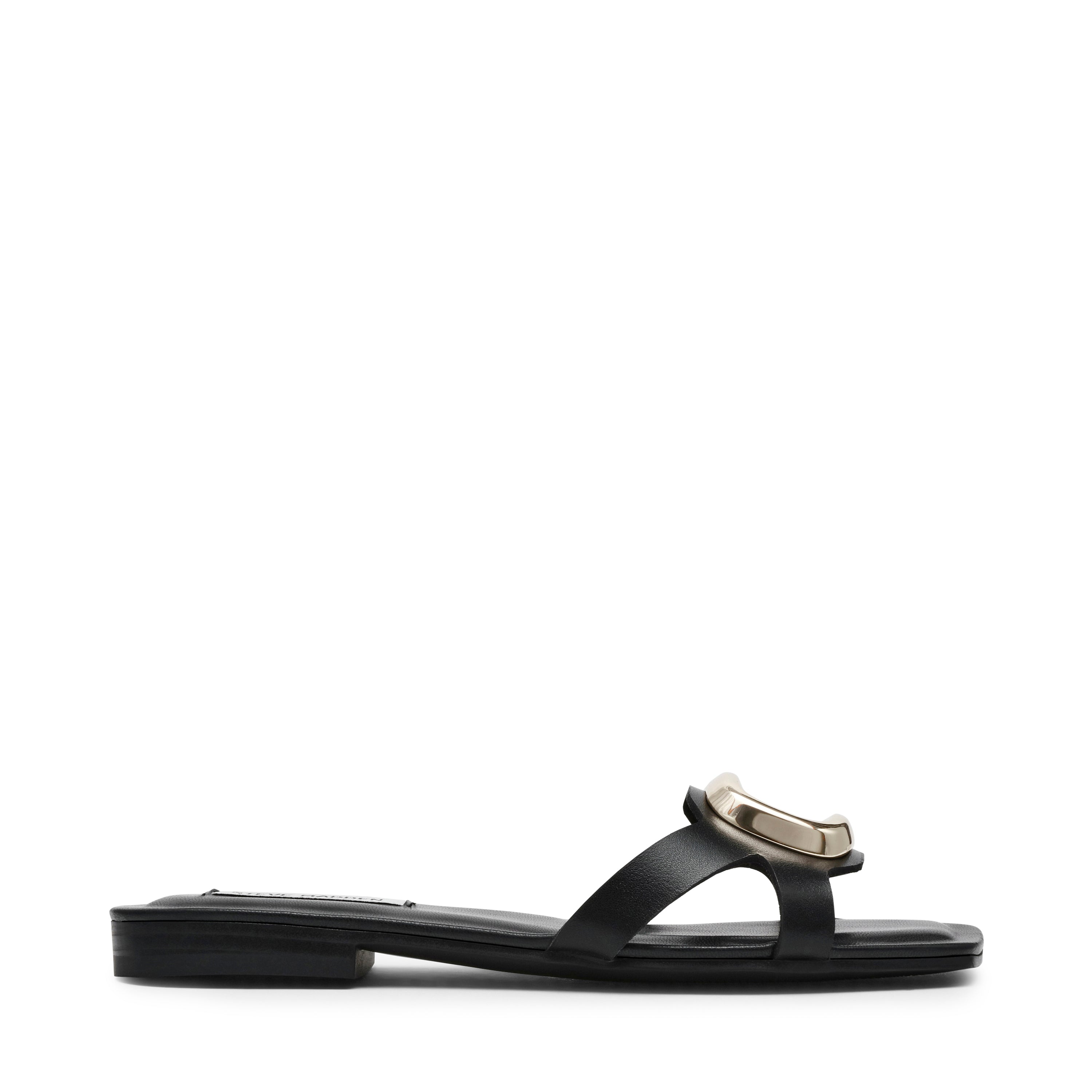 STALLION BLACK LEATHER SANDALS