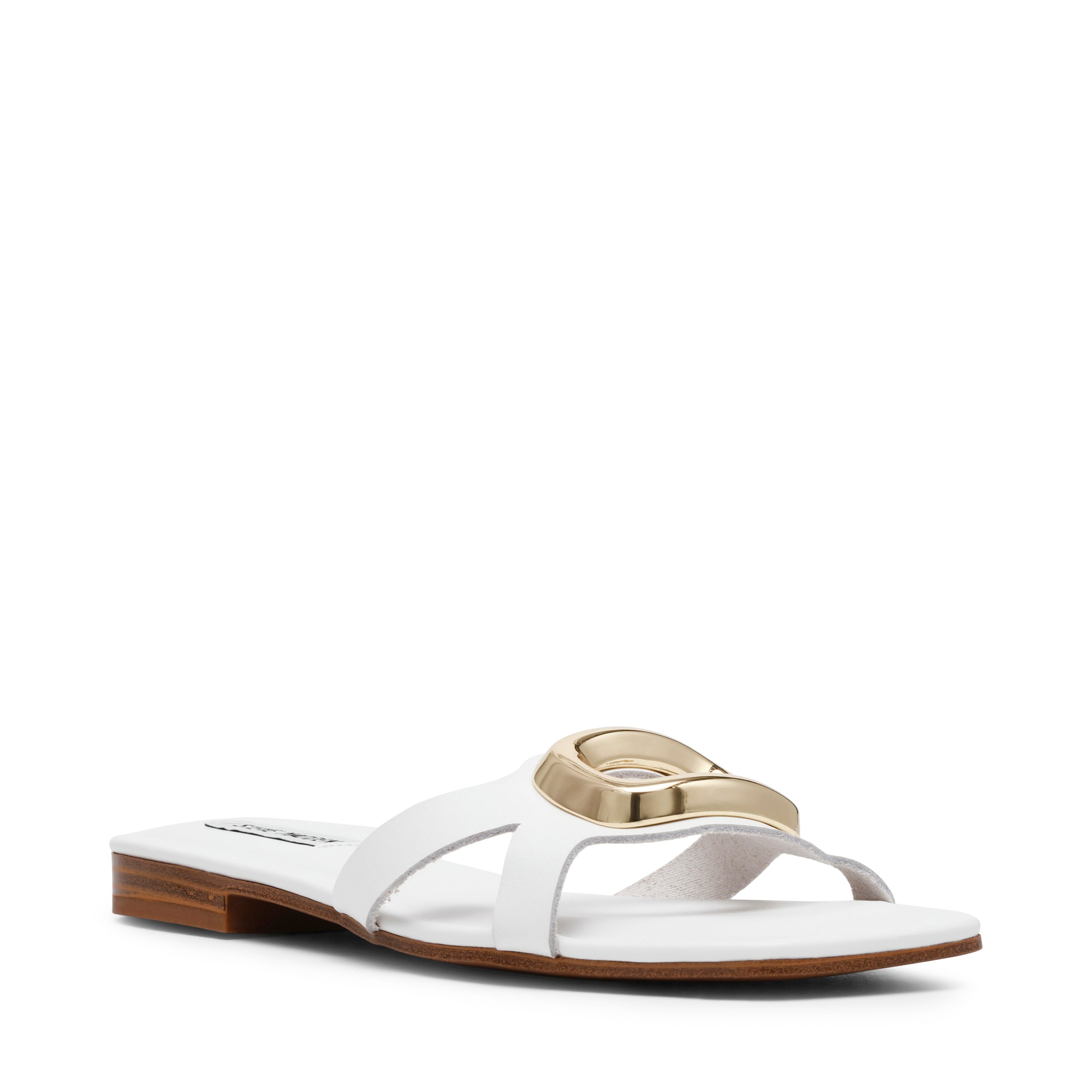 STALLION WHITE LEATHER SANDALS- Hover Image