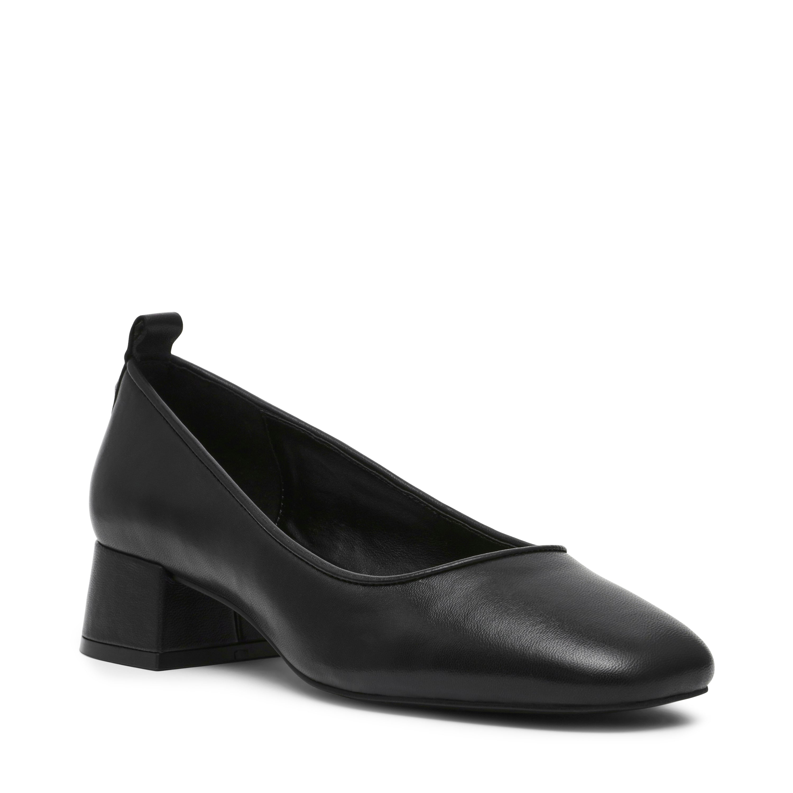 STUNNAH BLACK LEATHER HEELS- Hover Image