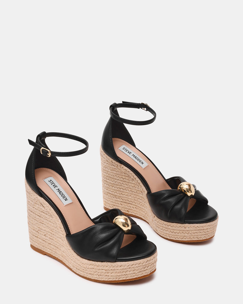 TALIYA BLACK LEATHER SANDAL - view 2