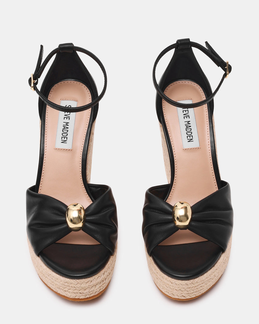 TALIYA BLACK LEATHER SANDAL - view 3