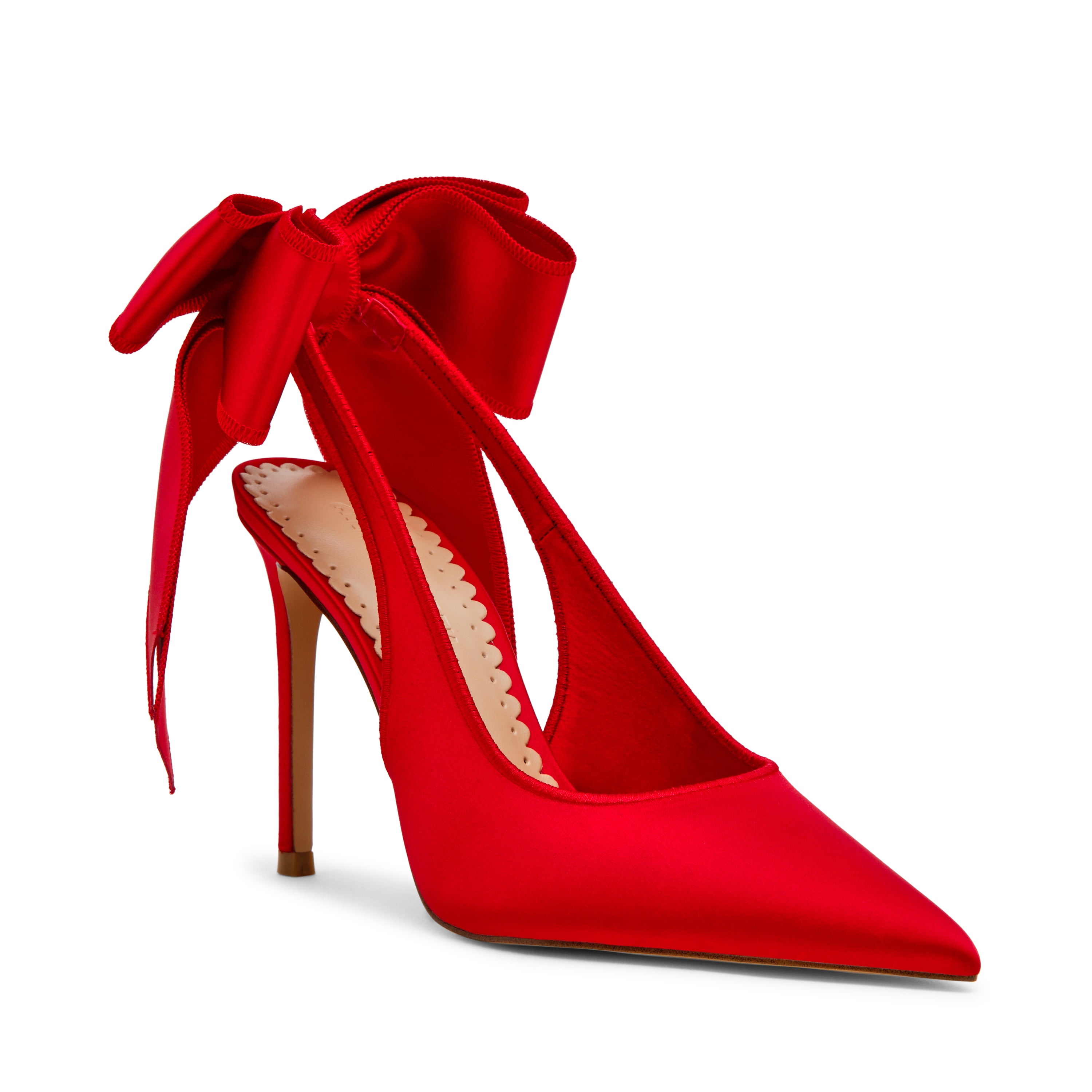 TEACUP RED SATIN HEELS