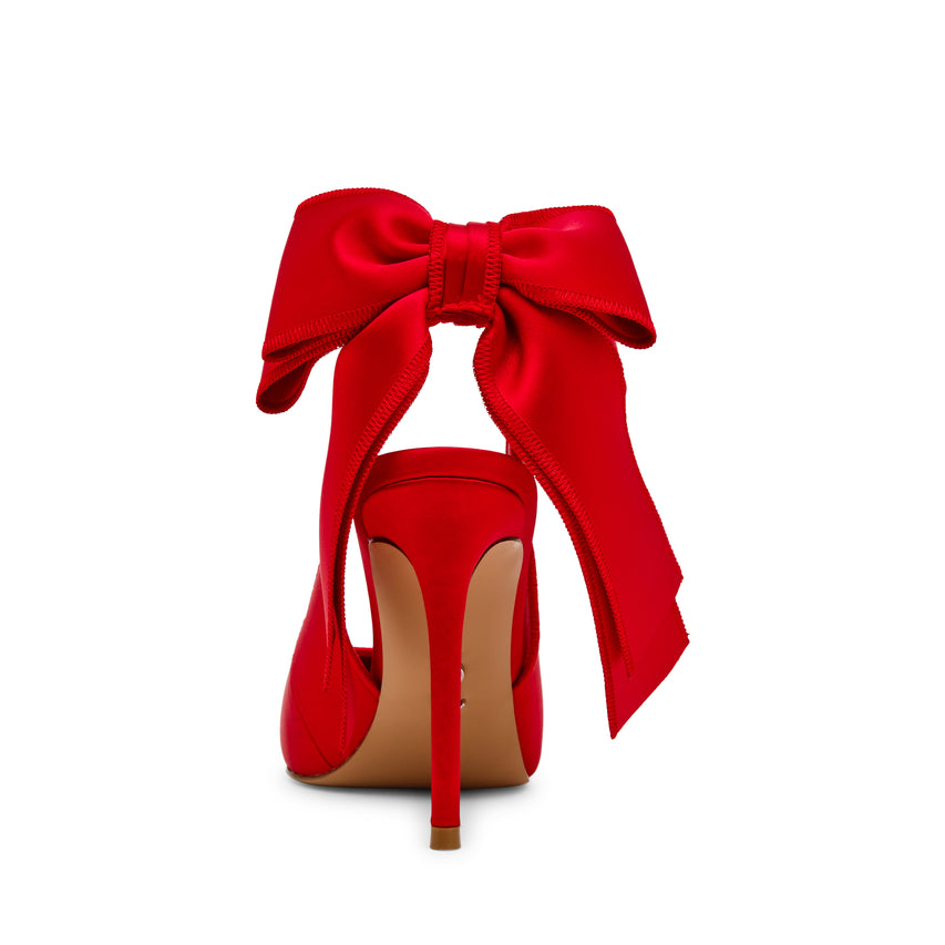 TEACUP RED SATIN HEELS