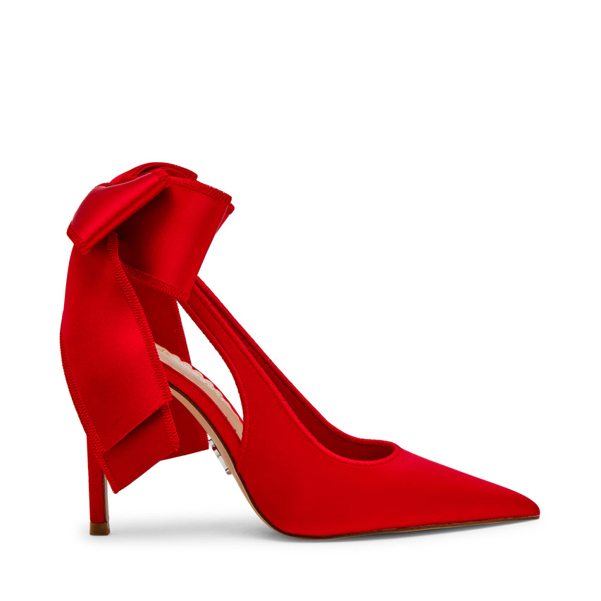 TEACUP RED SATIN HEELS