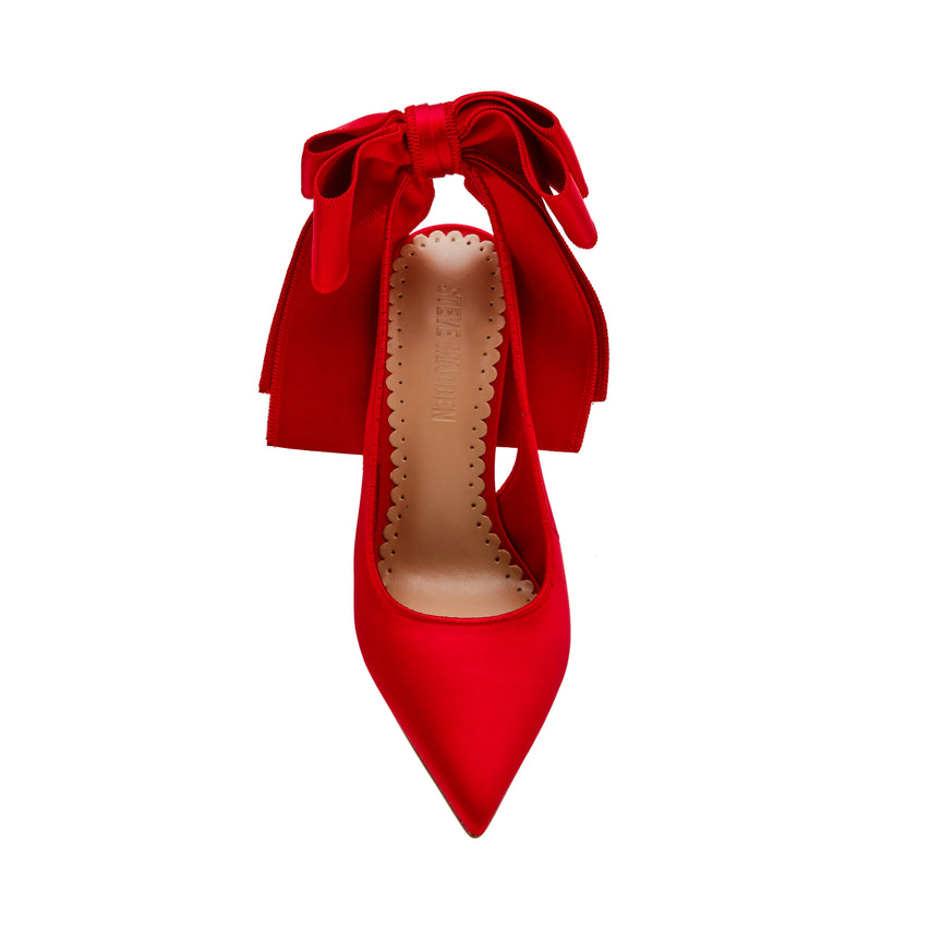 TEACUP RED SATIN HEELS
