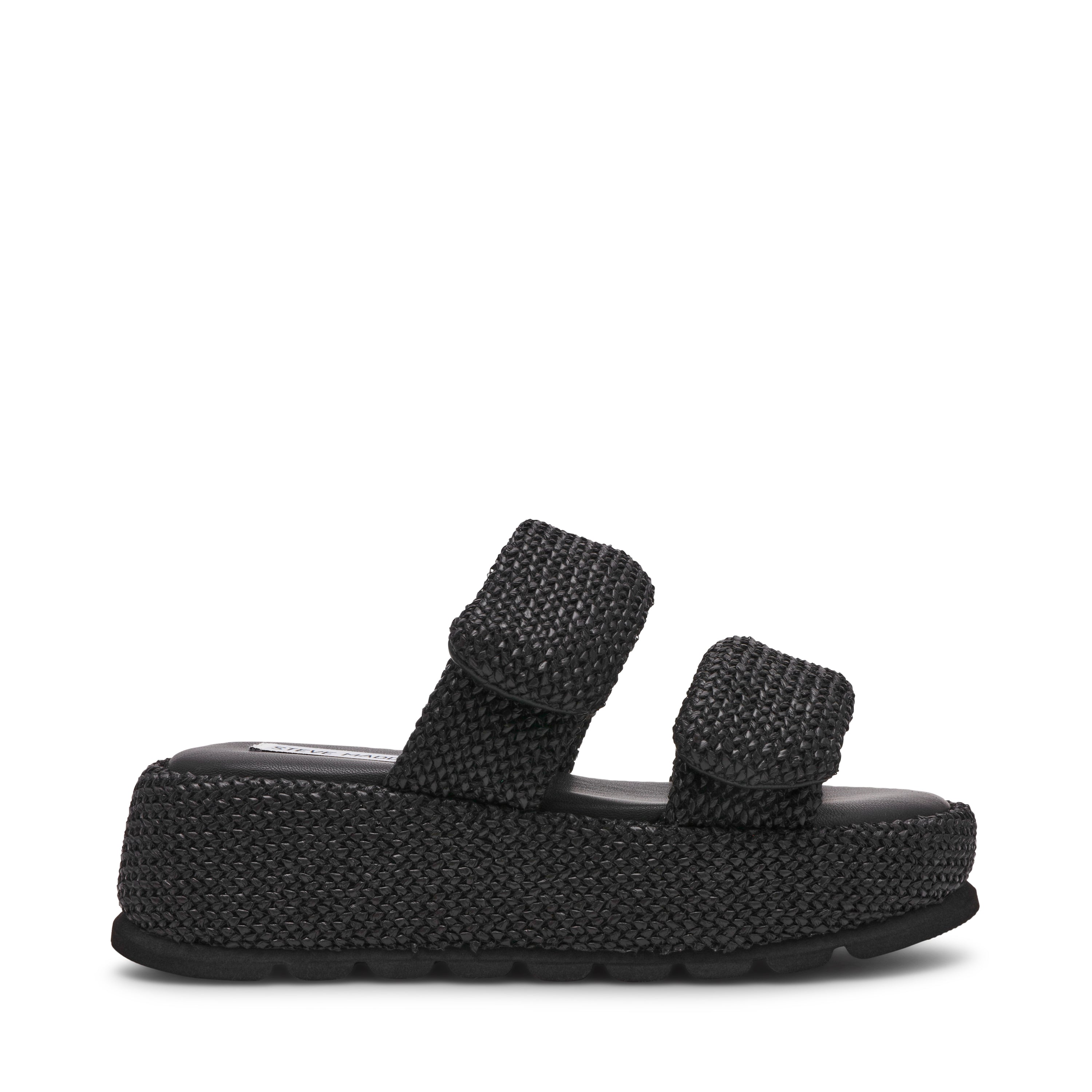 TOKIYO-RAF BLACK RAFFIA SANDALS