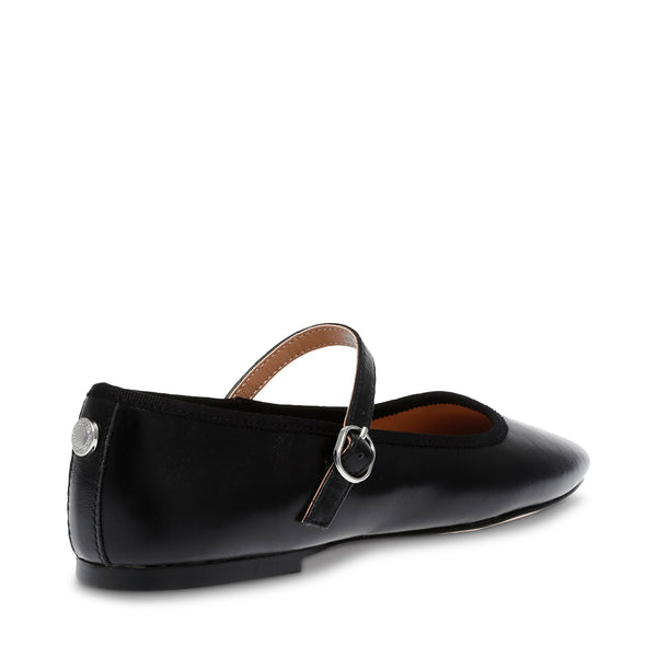 VINETTA BLACK LEATHER FLATS