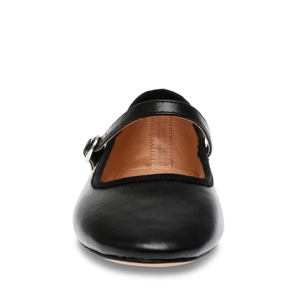 VINETTA BLACK LEATHER FLATS