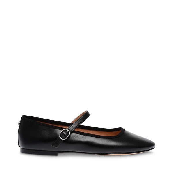 VINETTA BLACK LEATHER FLATS