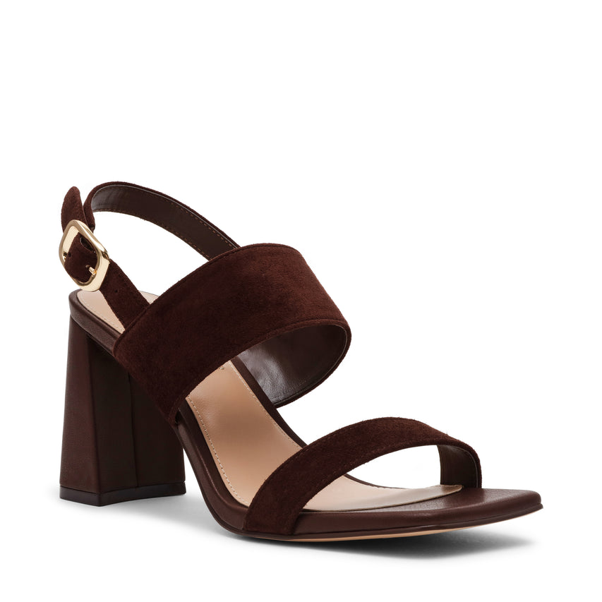 WENDIE CHOC BRN SUEDE HEELS