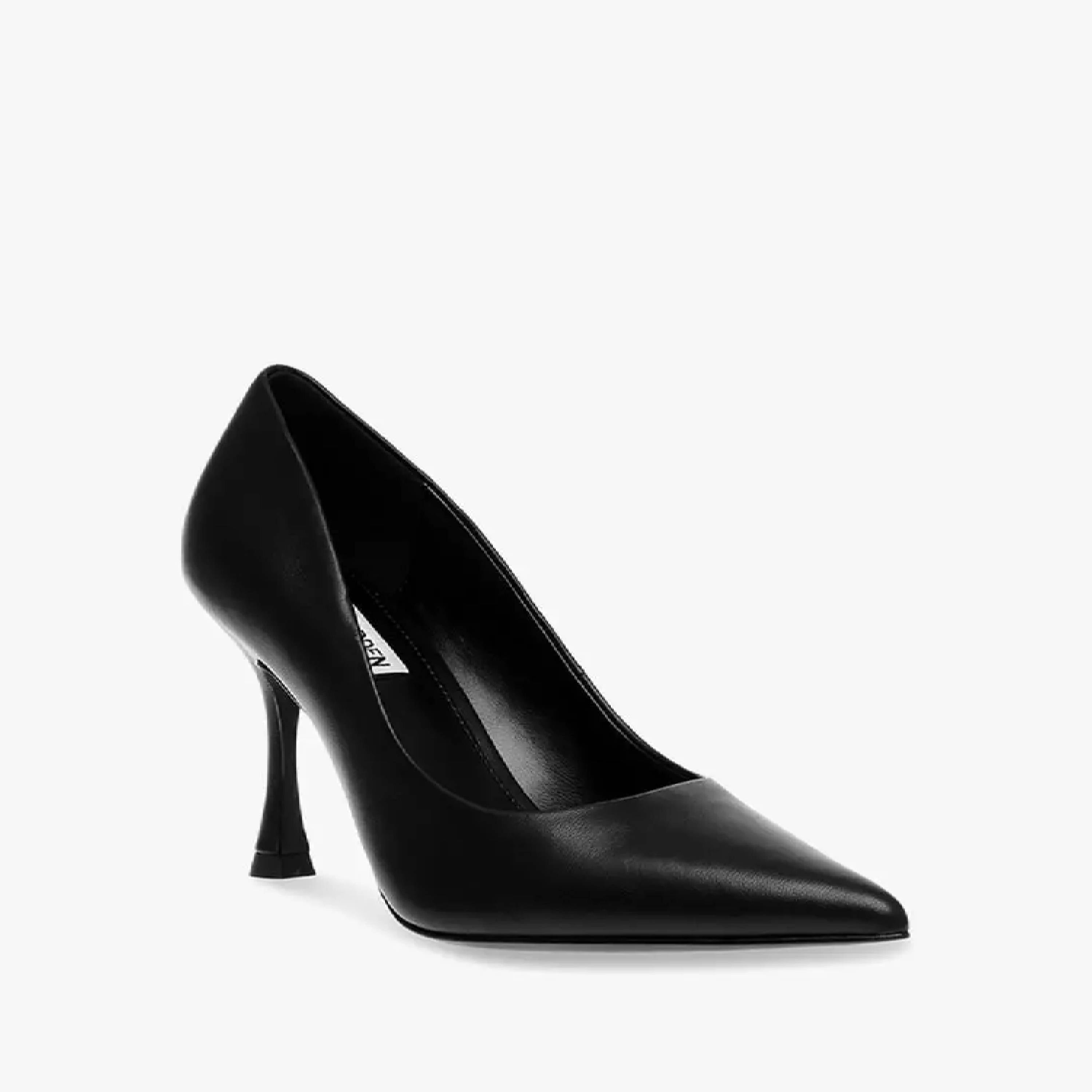 CAN-DO BLACK LEATHER HEELS- Hover Image