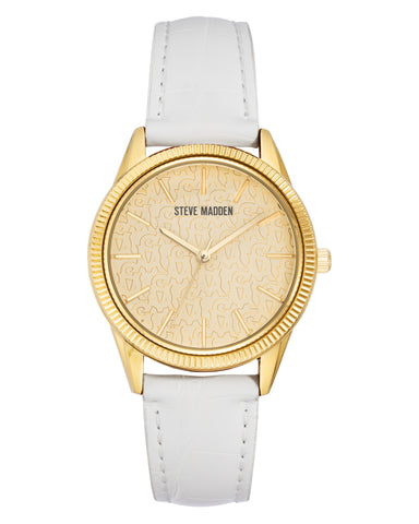 Elegant Embossed Watch White