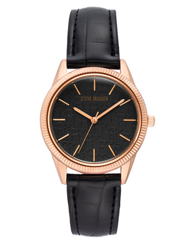 Elegant Embossed Watch Black
