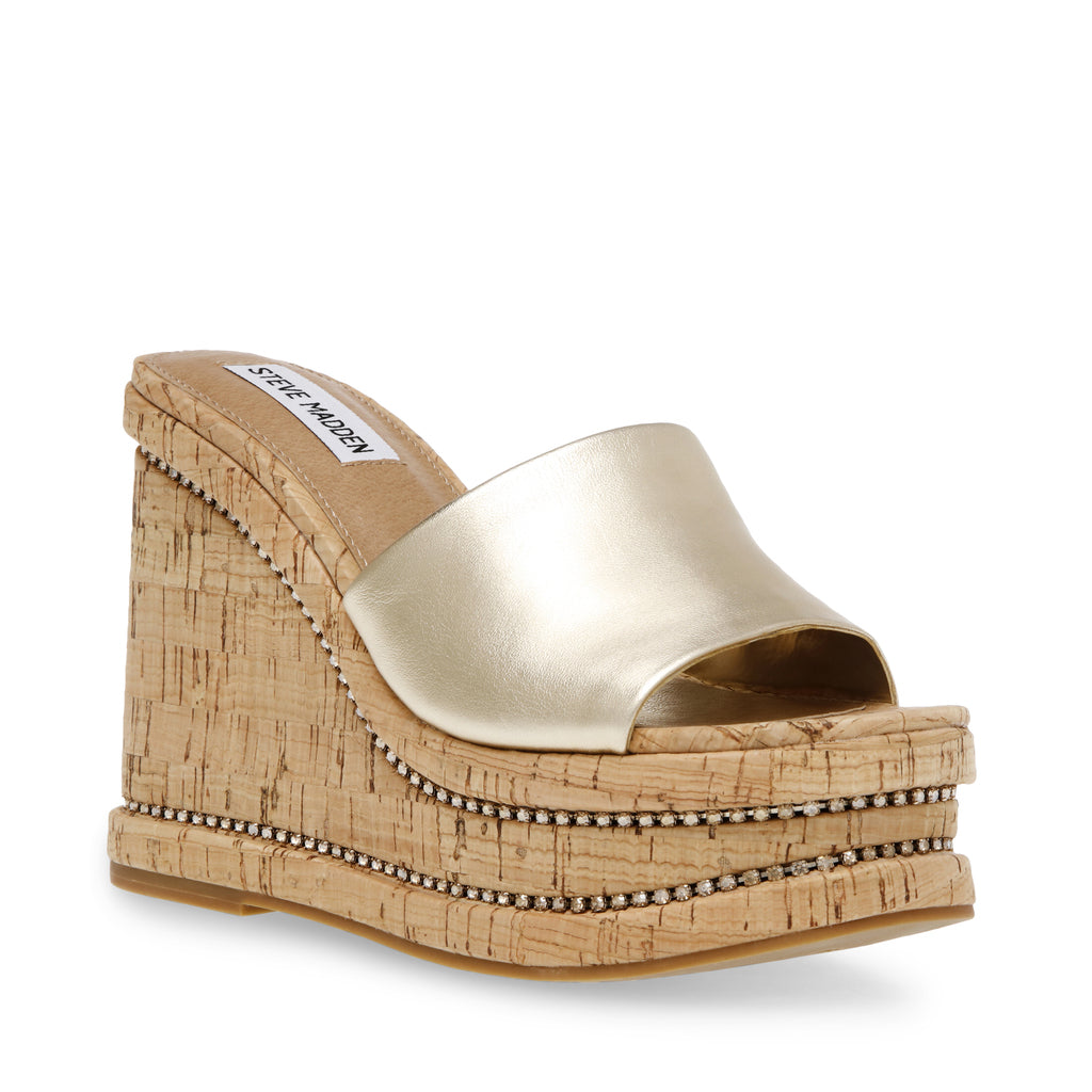 NOT NOW GOLD LEATHER SANDALS- Hover Image