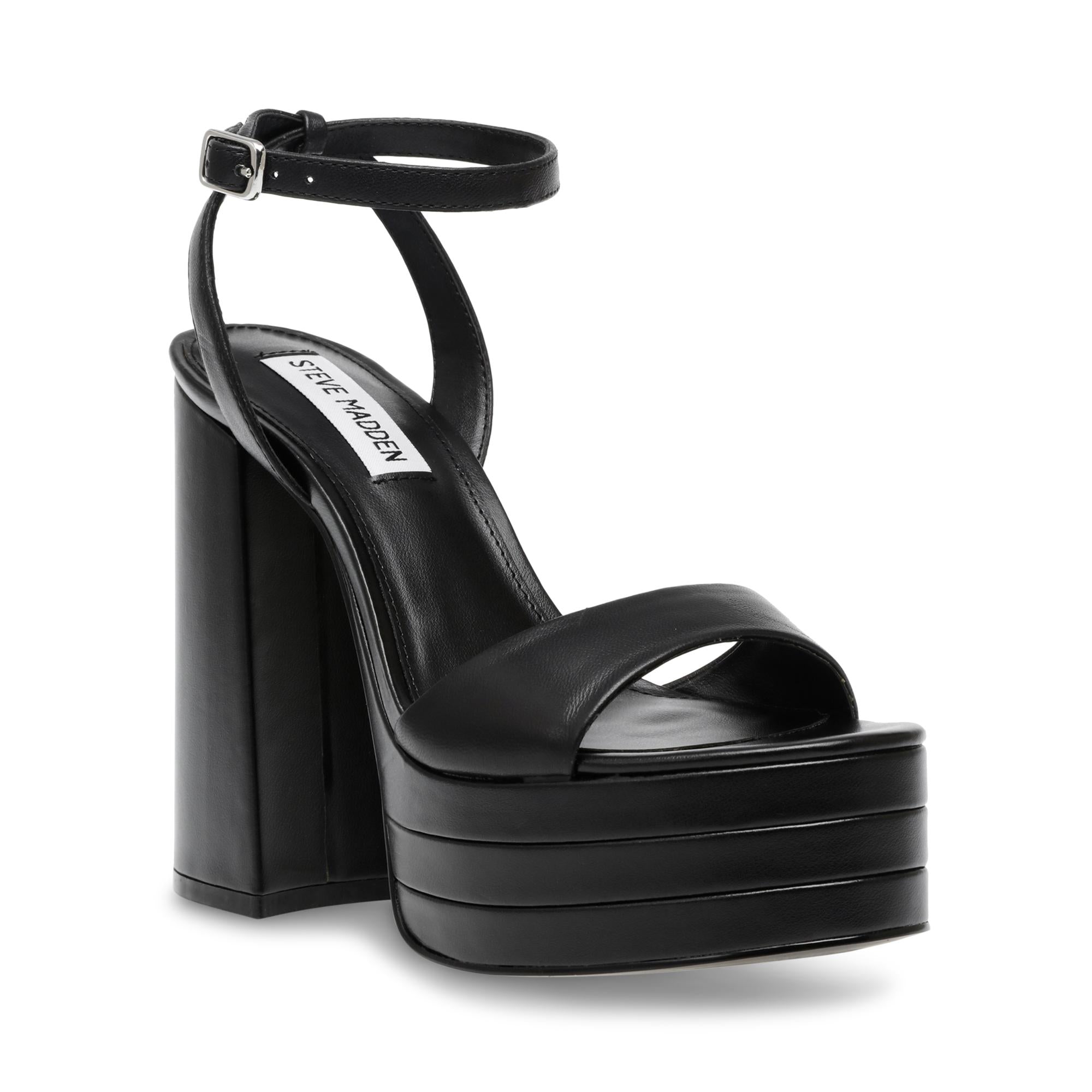 [SPECIAL PRICE] TIMELY BLACK LEATHER HEELS- Hover Image